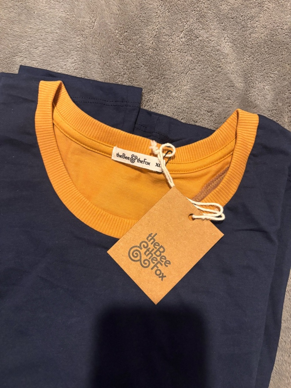 Navy and Mustard Short-Sleeve Shirt